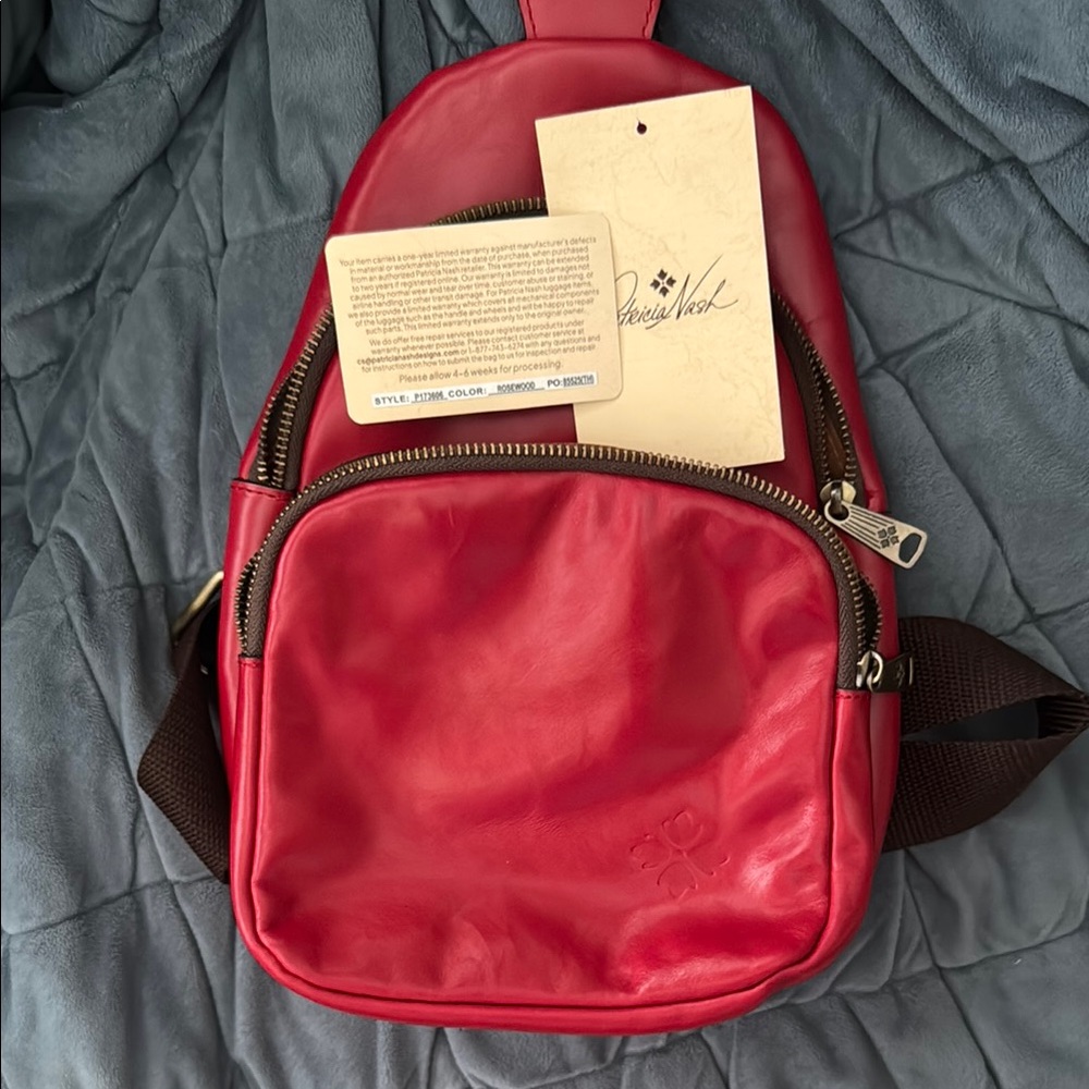Patricia Nash Red Leather Backpack